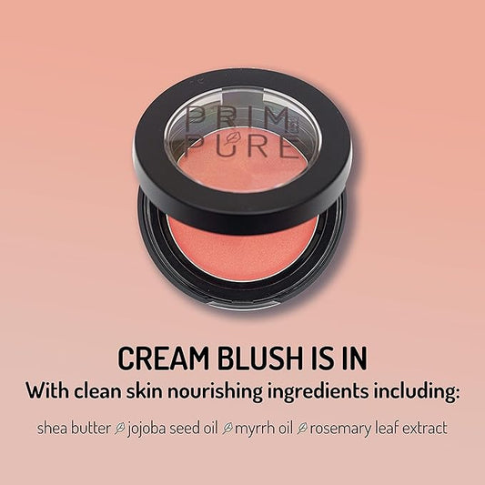 Prim and Pure Natural Cream Blush Palette - Classic Color Mineral Blush - Organic Professional Cosmetics for Face (TOTALLY SHY)