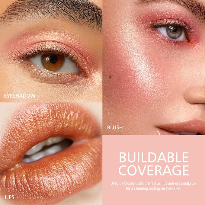 KYDA Marble Liquid Blush, Radiant Marbleized Blush for Cheek, Multidimensional Buildable Color, Lightweight Shimmery Satin Face Makeup, Lighting Glow Blusher, 01 Blossom
