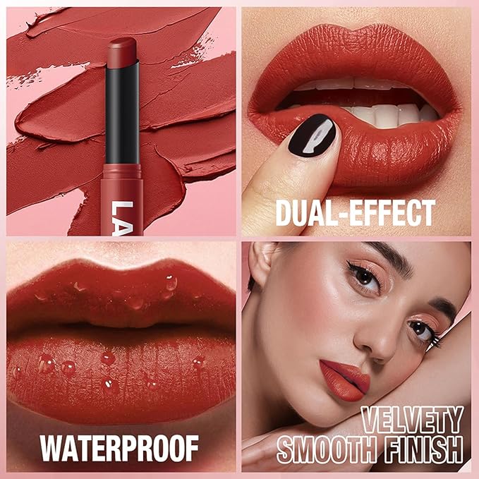 Matte Lipstick - Non-Sticky, Long-Lasting & Waterproof Lipstick for Women, Richly Pigmented, Hydrating Lip Makeup with Smudge-Proof Formula, 1 Count, 0.07oz