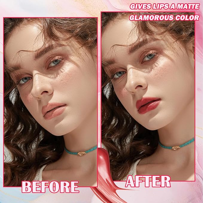 8 Colors Lip Tint Stain Set,Mini Liquid Lipstick Moisturizing Long Lasting Plumping High Pigmented Lip Gloss Set,Lightweight Non-Stick Cup Matte Lipstick for Waterproof Cheek and Lip Tint Makeup