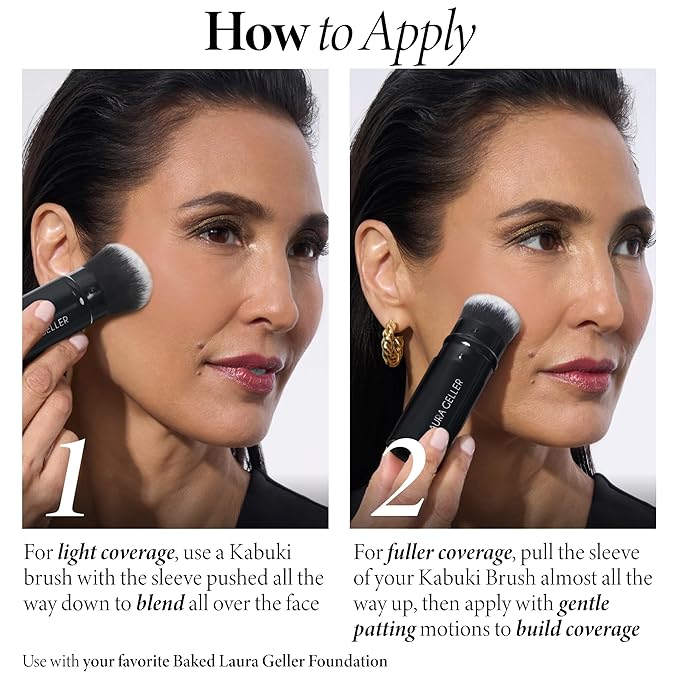 LAURA GELLER NEW YORK Laura's Must-Haves Kit 3pc: Baked Balance-n-Brighten Powder Foundation, Sand + Spackle Skin Perfecting Makeup Primer, Hydrate + Airbrush Round Kabuki Brush