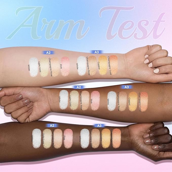 Highlighter Powder Palette, Illuminator Palette Highlighter Baked Waterproof Long Lasting Brilliant Lighten Skin Color Face Contour Powder (A3)