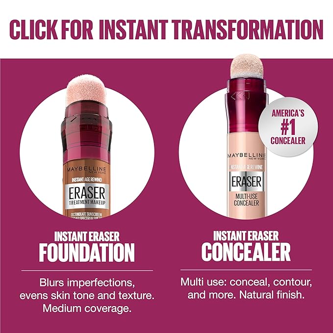 Maybelline Instant Age Rewind Eraser Foundation with SPF 20 and Moisturizing ProVitamin B5, 118, 1 Count