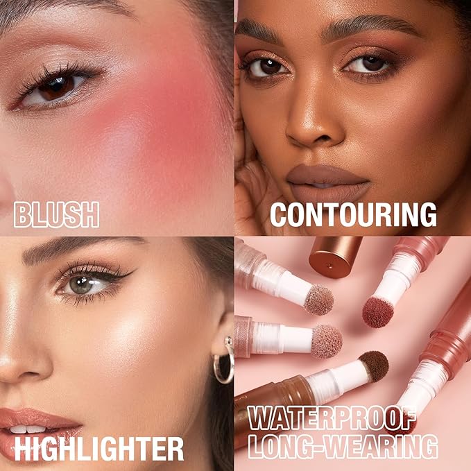 Blush Stick,Liquid Blush Stick,Silky Smooth Creamy Formula,Lightweight Blendable Blush Rouge Stick,Naturally Sculpted Look Professional Beauty Makeup Blush (02/04/06)