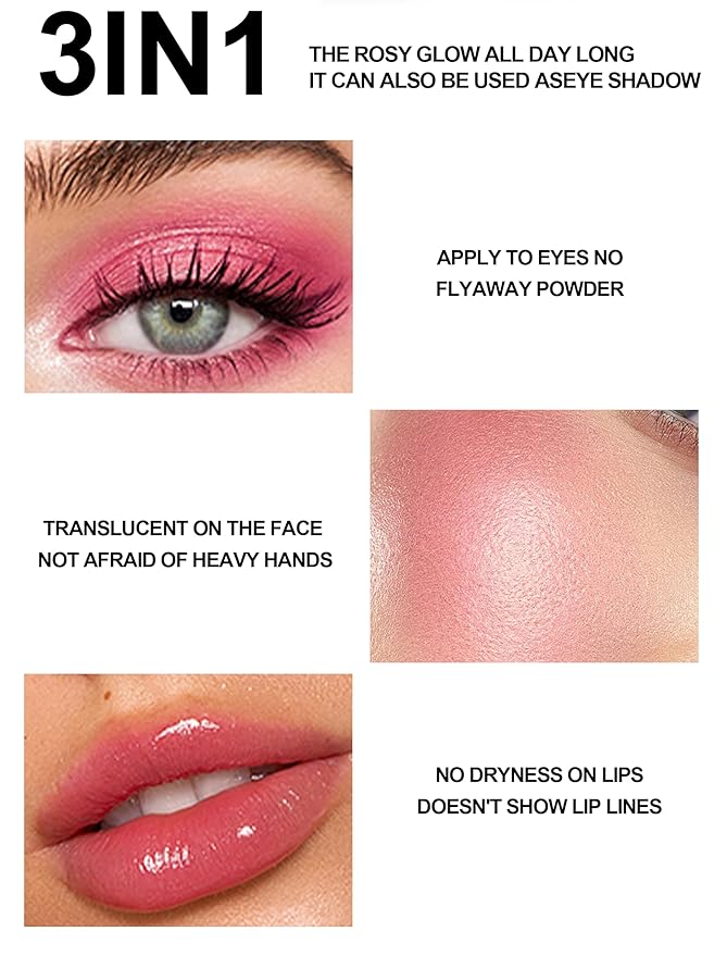 Multi Glow Balm Blush, Ph Changed Hydrating Tinted Cream Blush for Cheek & Eye & Lip Tint, Creamy Lightweight Blendable Highlighter Blusher, Face Illuminator, Radiant Skin Finish, #02