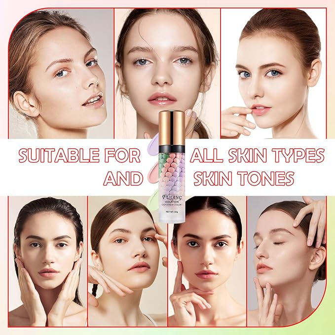 One Step Color Corrector Isolation Cream,Tri-Color Moisturizing Concealer Makeup Primer,Tinted Moisturizer Long Lasting Color Correcting Facial Serum Foundation for Flawless Makeup