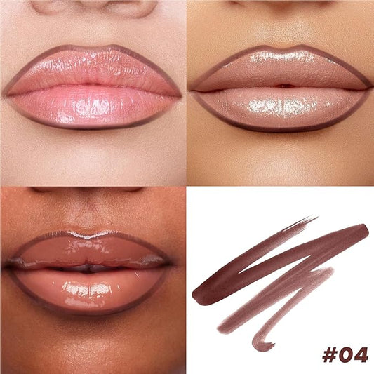 Lip Stain Peel Off, Brown Lip Liner Stain Peel Off Tattoo Matte Lip-tint, Long Lasting, Waterproof, Transfer-proof, Moisturizing, Easy to Use, Highly Pigmented Color for All Skin Types (#04)