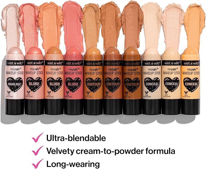 Wet n Wild MegaGlo Makeup Stick Conceal and Contour Brown Call Me Maple, Blush Pink Floral Majority, Where's Walnut? 1.4 Ounce, 3.5 Ounce, 1.1 Ounce, 805, 803, 806