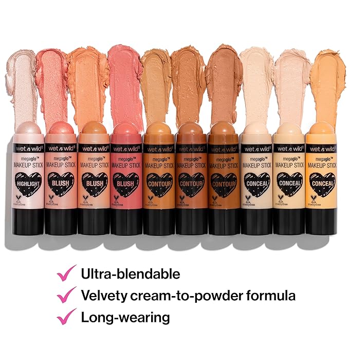 wet n wild MegaGlo Makeup Stick Bundle - Call Me Maple & Dusty Pink, Buildable Color, Versatile Use