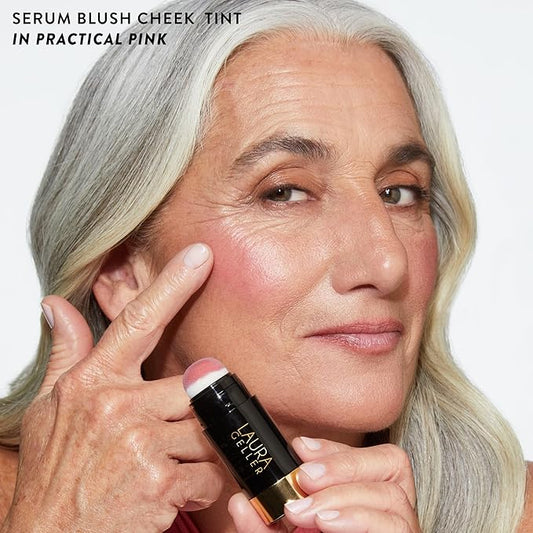 LAURA GELLER NEW YORK Serum Staples Soothing Blush + Lip Duo - Blush Cheek Tint, Practical Pink + Jelly Balm Lip Serum, There She Rose