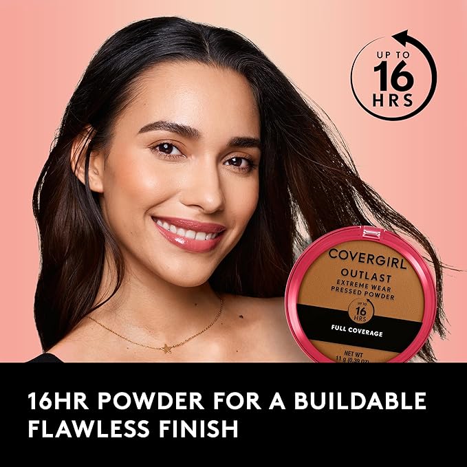 COVERGIRL Extreme Wear 16HR Pressed Powder - 870 Toasted Almond for Women - 0.39 Oz