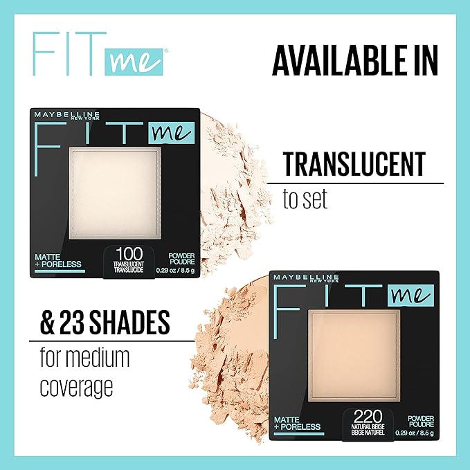Maybelline Fit Me Matte + Poreless Pressed Face Powder Makeup, Truffle, 1 Count (Pack of 2)
