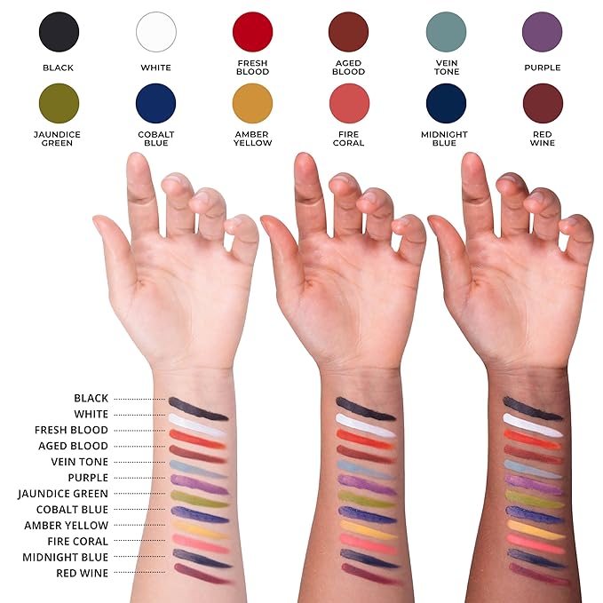 12-Color Primary FX Cream Palette, Professional Quick Drying Waterproof SFX Makeup for the Stage, Film, Costumes, Cosplay