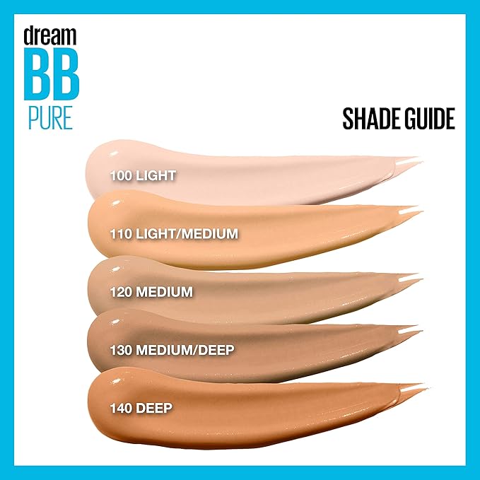MAYBELLINE New York Dream Pure Skin Clearing BB Cream, 8-in-1 Skin Perfecting Beauty Balm With 2% Salicylic Acid, Sheer Tint Coverage, Oil-Free, Medium/Deep, 1 Count (Pack of 2)