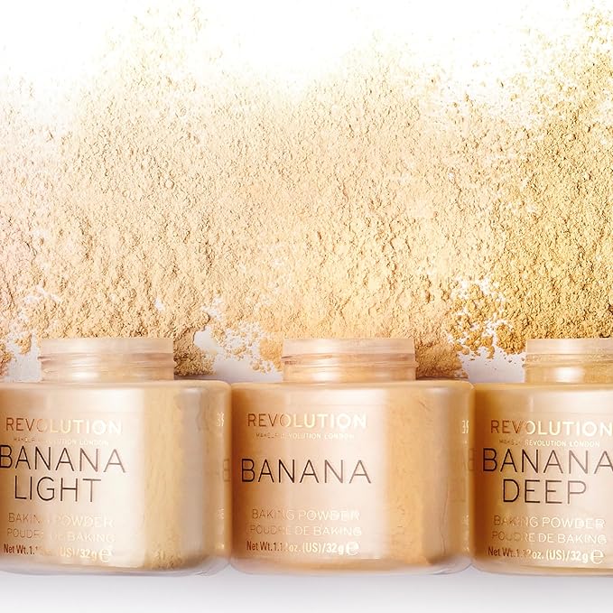 Revolution, Loose Baking Powder, Makeup Setting Powder, Long Lasting Coverage, Mattifies & Reduces Shine, Banana Light, 1.13 oz