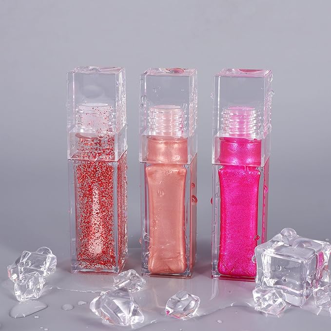 10 Pack Lip Gloss Tubes with Big Wand, Empty 6.5ML 0.22 Oz Transparent Square PTEG Lip Balm Tubes Concealer Containers for Women Girls DIY Makeup Lipgloss