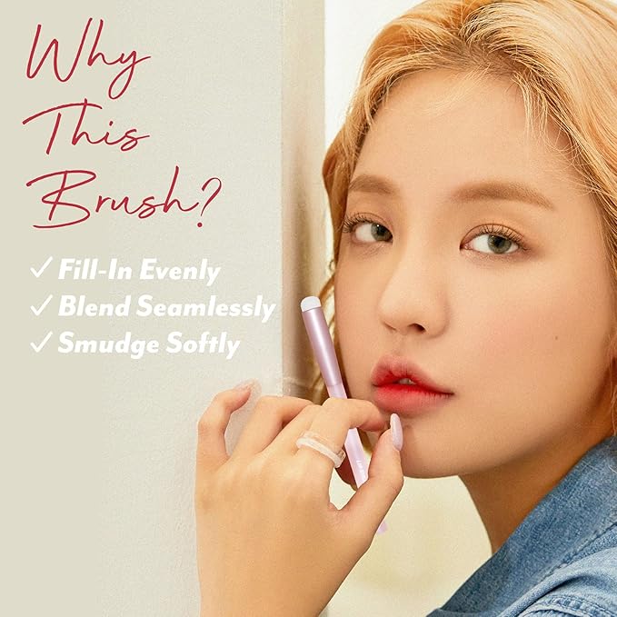 I'M MEME Lip Tint + Lip Brush Set/Best Lip Stain, Vivid Color, Long Lasting, Moisturizing & Hydrating, Light-weight, Matte Finish