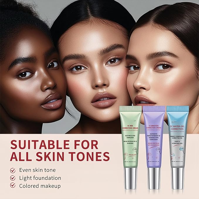 MAEPEOR Color Correcting CC Cream 5 Colors Lightweight Multi-Purpose Facial Concealer with Illuminating Finish Soothes & Hydrates Skin (05 Transparent)