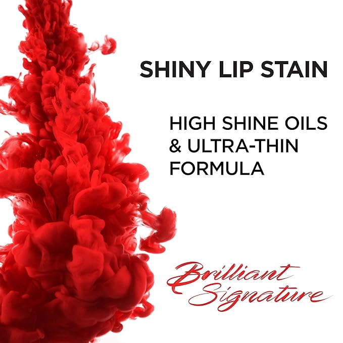 L’Oréal Paris Makeup Brilliant Signature Shiny Lip Stain, High Impact Glossy/Shiny Finish with a Lightweight Feel, Be Brilliant, 0.21 fl. oz. (Pack of 2)