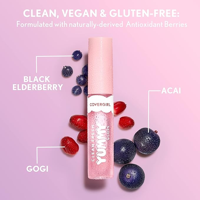 COVERGIRL Clean Fresh Yummy Lip Gloss, Sheer, Natural Scents, Vegan Formula - Let’s Get Fizzical