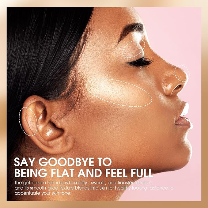 GECOMO Highly Pigmented Liquid Contour - Built-in Sponge Tip Sculpted Complexion Wand Contour Long Lasting Natural Buildable Highlighters Contour Contouring Bronzer 0.17 OZ/5.2ml - 03 LIQUID GOLD