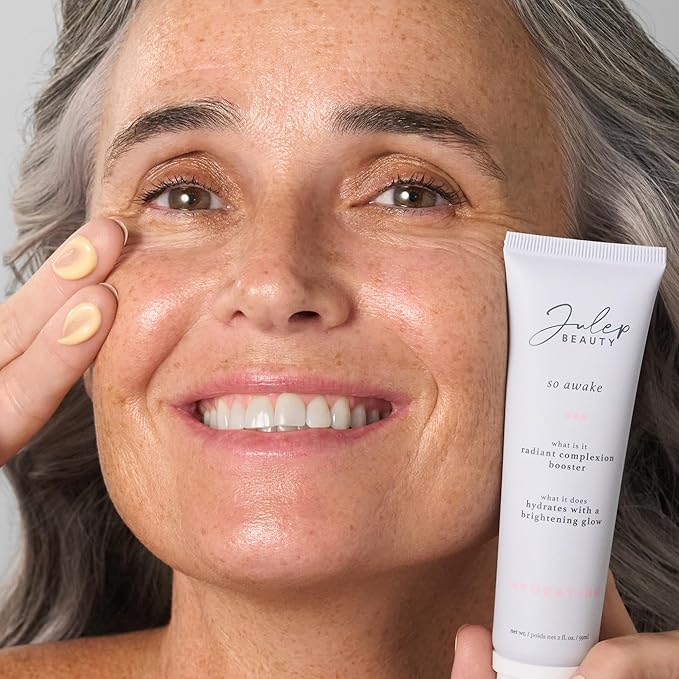Julep Radiant Glow Duo: So Awake Snail Mucin Complexion Booster Moisturizer + Face Primer & Skip The Brush Cream-to-Powder Blush Stick in Peony Pink Makeup & Skincare Set