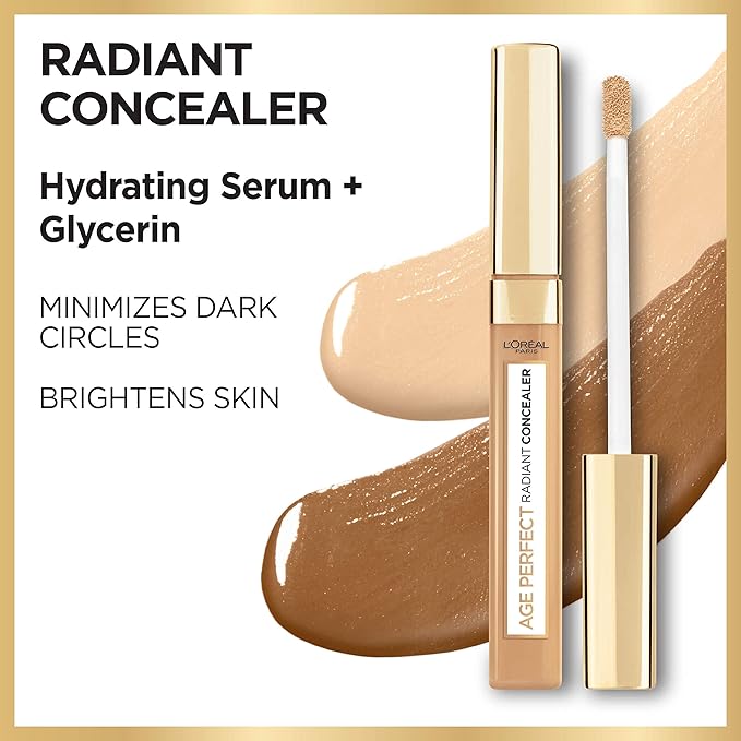 L’Oréal Paris Age Perfect Radiant Concealer with Hydrating Serum and Glycerin, Golden Sun (Pack of 2)