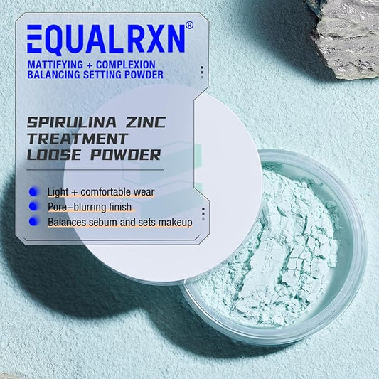 Spirulina Zinc Treatment Loose Powder | Setting & Finishing Powder | Tea Tree & Zinc PCA for Oil Control & Lightweight & Silky & Blurring & Redness Correction | Mattifying for Oily Acne Skin