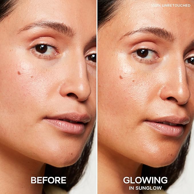 Saie Radiant Glow Duo - Dew Bronze Soft-Focus Liquid Bronzer in Salt (0.4 oz) & Mini Glowy Super Gel Lightweight Illuminator in Sunglow (0.5 oz), Hydrating Makeup Essentials for a Sun-Kissed Glow