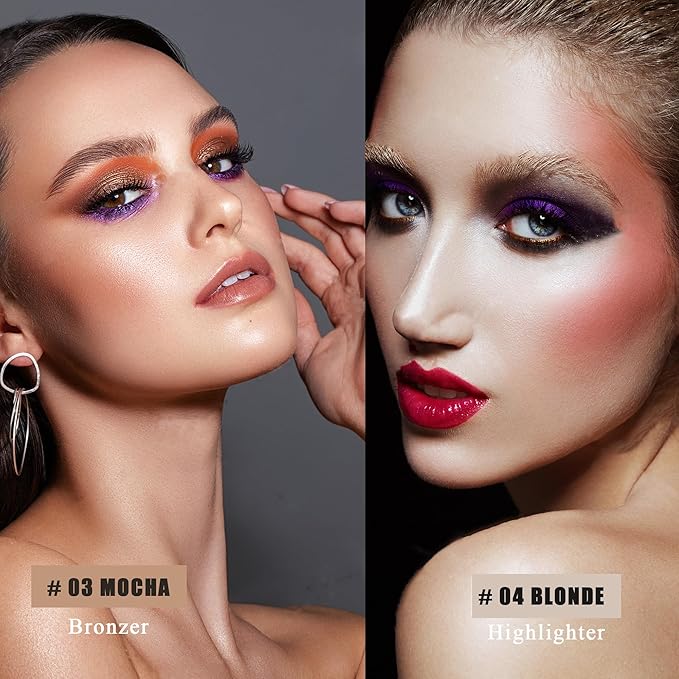 Dual-Ended Highlight & Contour Stick, Shimmer Cream Powder Face Shaping & Contouring Stick, Long Lasting & Waterproof Highlighters Makeup Stick, Blendable and Smooth for Women