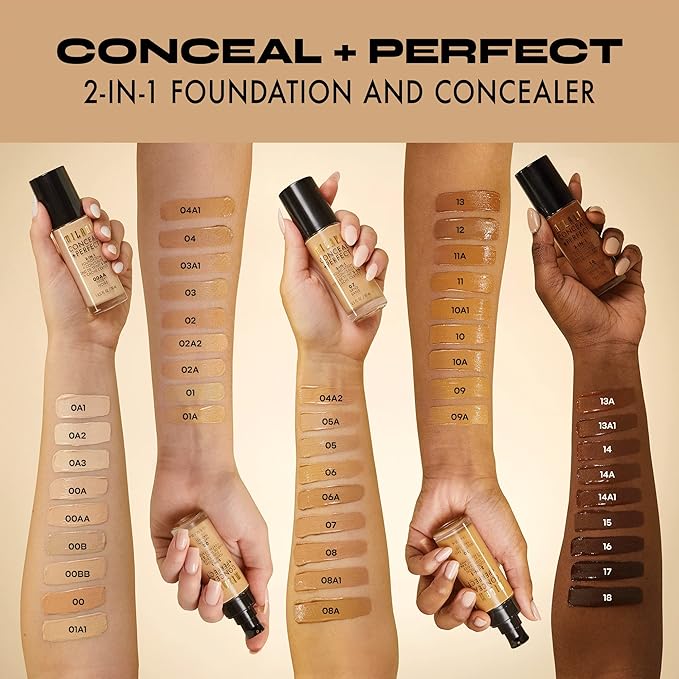 Milani Conceal + Perfect 2-in-1 Foundation + Concealer - Alabaster (1 Fl. Oz.) Cruelty-Free Liquid Foundation - Cover Under-Eye Circles, Blemishes & Skin Discoloration for a Flawless Complexion