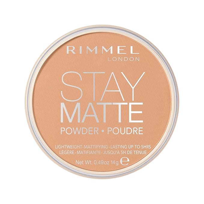 Rimmel London Stay Matte - 016 Deep Beige - Pressed Powder, Lightweight, High Coverage, Shine Control, 0.49oz