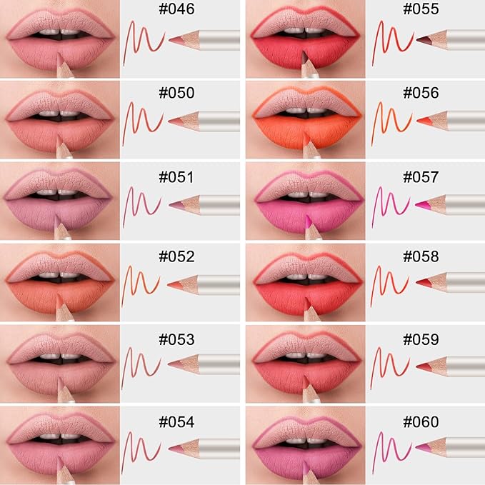 12pcs Lip Liner Pencil Set,High Pigmented Lip Makeup Soft Pencils,Long Wear,Waterproof,Smooth Ultra Fine Lipstick