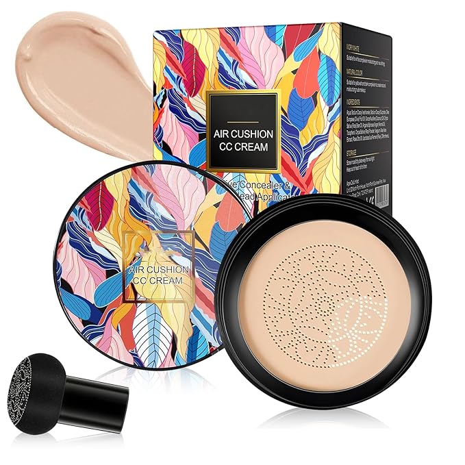 Indicativet Mushroom Head Air Cushion CC Cream, Air Cushion CC Cream Mushroom Head, Indicativet Foundation BB Cream Face Make Up, Long Lasting Matte Moisturizing Concealer (Natural, 1Pcs)