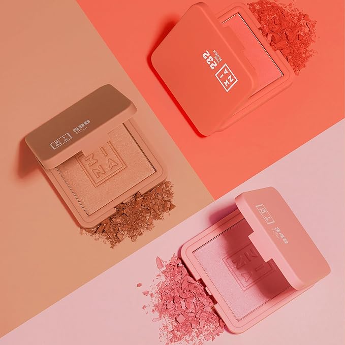 3INA The Blush 232 - Natural, Light Mineral Powder Blush For Sensitive Skin - Blendable, Buildable Rouge - Pigmented, Dewy Glow - Vegan, Cruelty Free, Eco Friendly Makeup - Red Color - 0.26 Oz