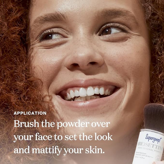 Supergoop! (Re)setting 100% Mineral Powder, Translucent - 0.15 oz - Makeup Setting Powder + Broad Spectrum SPF 35 PA+++ Sunscreen - With Ceramides, Olive Glycerides & Coated Silica Spheres