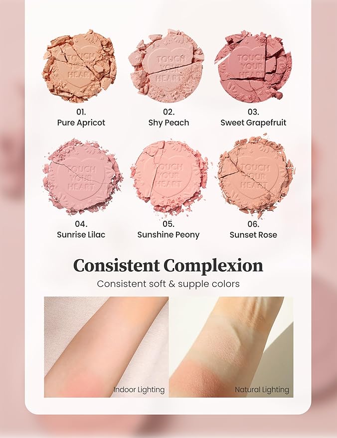 MILKTOUCH Touch My Cheek in Bloom Blush Sunshine Peony | Face Blushes Compact Powder Makeup | Oil Absorbing Powder Compact | For Oily Skin Korean Blush (0.18 oz)