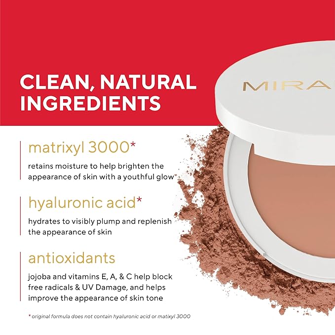 Mirabella Invincible Pure Pressed Powder Foundation - Buildable Mineral Makeup & Blurring Setting Powder for All Skin Types - HD Matte Finishing - Porcelain P1