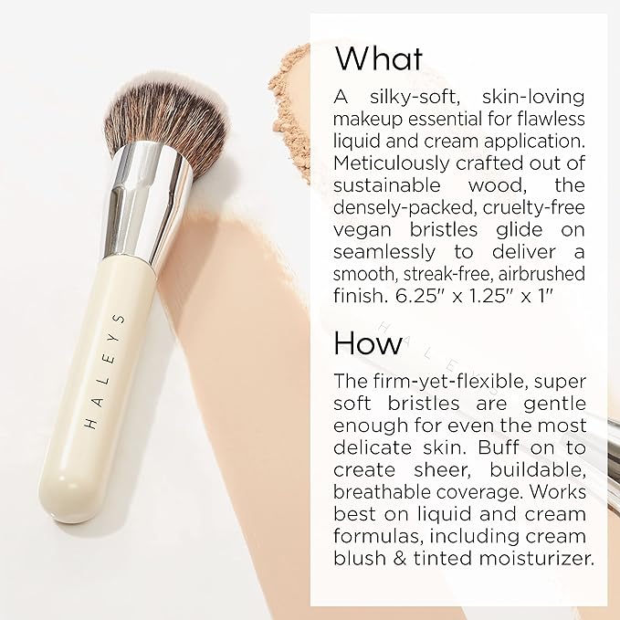 HALEYS Skin Tint Set (Dark Neutral): Re-invent Sheer Tinted Marula Oil, Skin Tint, Tinted BB Moisturizer, Face Oil, Hydrating Glowing Skin, Brilliant Kabuki Brush, Streak-free Blending, Buff, Blurs