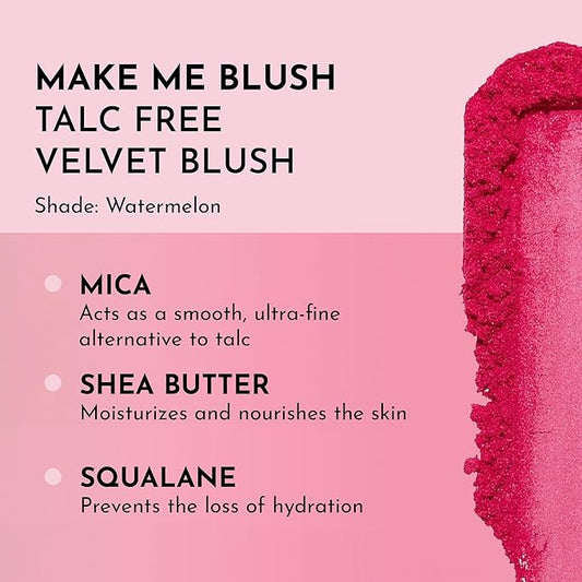 Make Me Blush Talc Free Velvet Blush, Watermelon, Pink, 0.18 Ounce