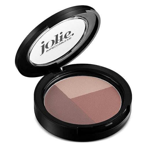 Jolie Cheek Contour Trio - Blush - Highlight - Contour - Matte Finish - Gentle Formula - Vegan (Pink)