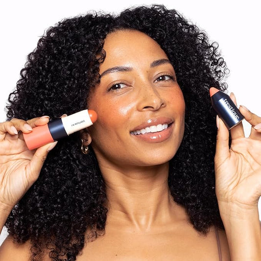 trestique Blush Stick, Vegan Blush Stick With Built-In Brush, Pink Blush Makeup For Women, Rose Makeup, 2-In-1 Creamy