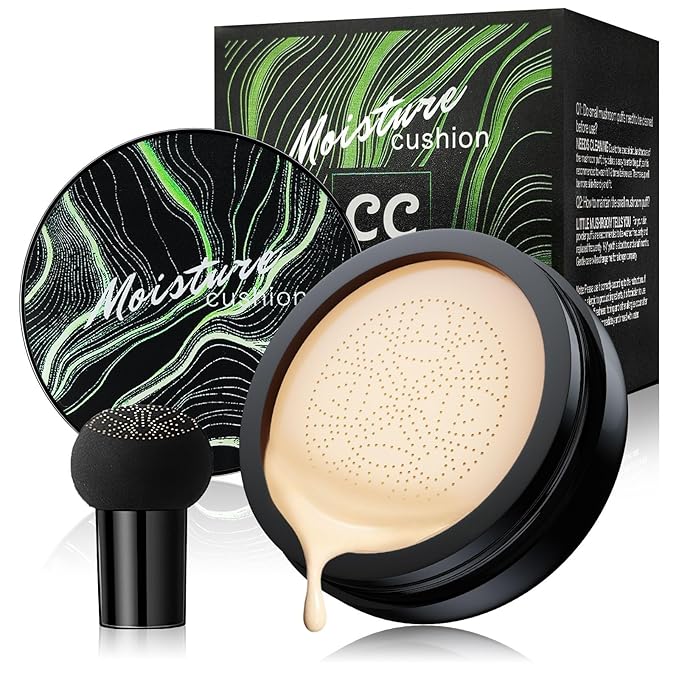 Mushroom Head Air Cushion CC Cream - Brightening & Moisturizing BB Cream Makeup Long Lasting Matte Concealer, Even Skin Tone for All Skin Types (Ivory, 3.21 Ounce (Pack of 1))