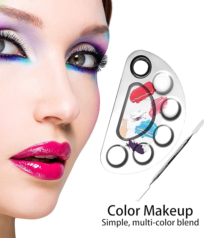 Makeup Palette, Makeup Mixing Palette, Color Mixing Tool, Artist Palette, Stainless Steel Makeup Palette For Makeup, Foundation, Nail Art, Loose Powder, Eye Shadow, Blush, Lip Gloss (2PCS)