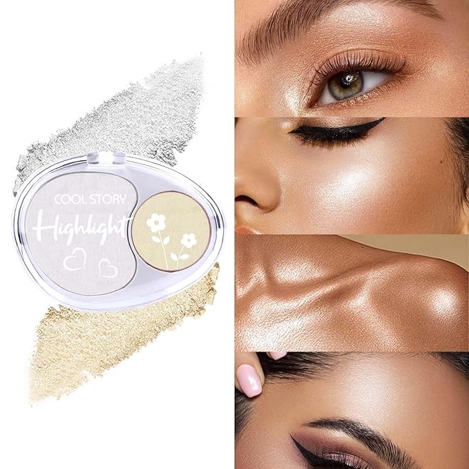 Face High Lighters Makeup Glitter Illuminator Pressed Powder Luminizers Eyeshadow Palette Powder for Face Body Cheek Skin 1#