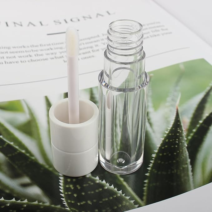 COSIDEA 20pcs Round 4ml 0.13oz White Empty lip gloss tubes with wand Lipgloss tube containers for lip oil packing