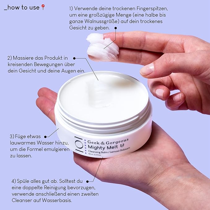 Geek & Gorgeous Mighty Melt cleansing balm - removes waterproof makeup & sunscreen, gentle for all skin types, 100ml