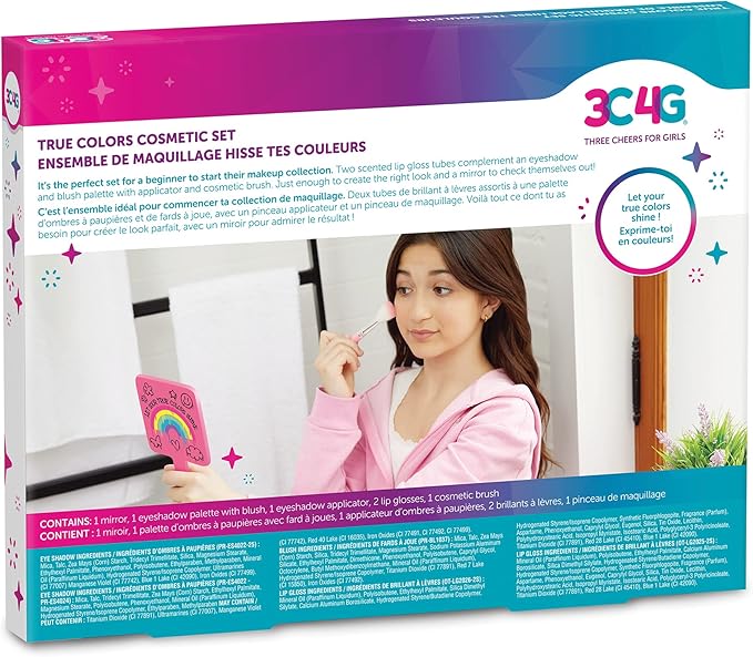 3C4G Graffiti True Colors Cosmetic Set - Graffiti Glam Makeup Kit for Girls - Kids Makeup Starter Kit with Lip Gloss, Eyeshadow, Blush & More - Kids Makeup Kit for Girls 8-10-12-14 by Make It Real