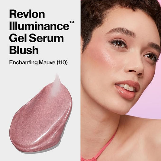 Revlon Illuminance Gel Serum Blush, Visibly Plump Cheeks, Dewy Finish and Hydrates All Day, 110 Enchanting Mauve, 0.37 fl oz.