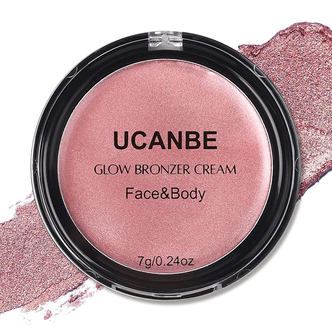 UCANBE Cream Bronzer for Face & Body, Natural Rose Gold Sun-Kissed Glow Blusher, Buildable Luminous for Long Lasting Rosy Flushed, Lightweight Illuminating Contouring Muti-Use Makeup Palette